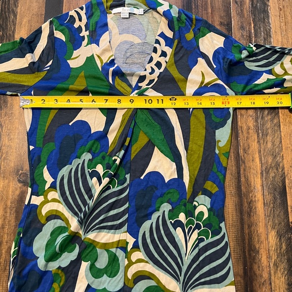 Boden Green Floral Geometric Tunic Top Size 6 WL613‎ - Picture 4 of 6